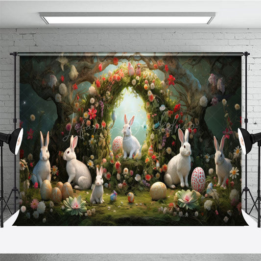 Lofaris Bunny Garland Easter Spring Photography Backdrop