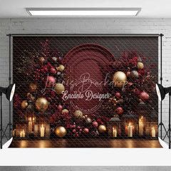 Lofaris Burgundy Red Christmas Backdrop Elegant Floral Arch Gold Ornament Photography Background