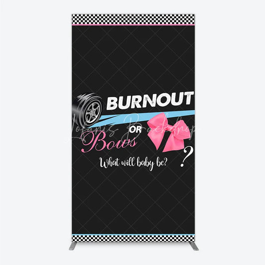 Lofaris Burnout or Bows Gender Reveal Rectangle Backdrop What Will Baby Be Racing and Shower Background