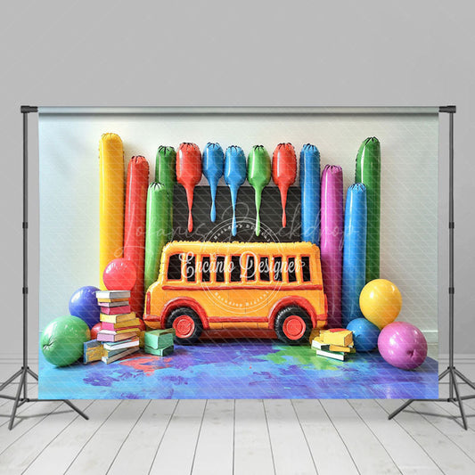 Lofaris Bus Chalkboard Back To School Photography Backdrop