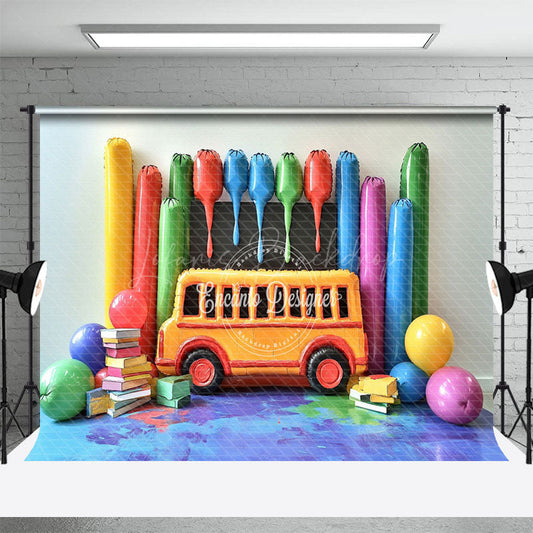 Lofaris Bus Chalkboard Back To School Photography Backdrop