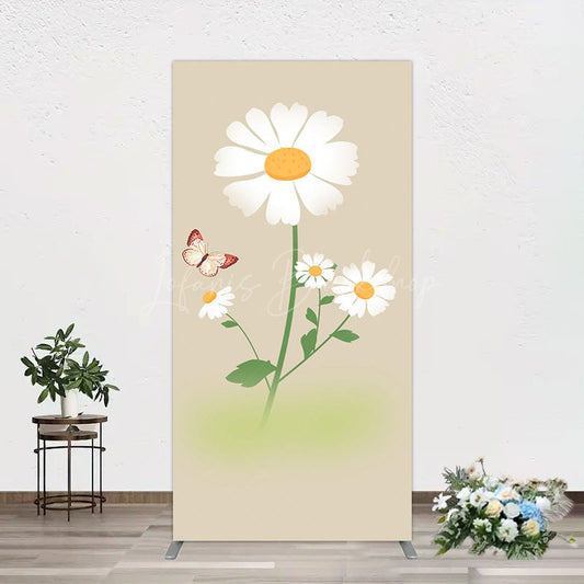 Lofaris Butterfly And Daisy Floral Birthday Rectangle Backdrop