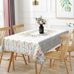 Lofaris Butterfly Garden Rectangle Tablecloth Wildflower Border Dining Table Cover Decor