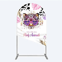 Lofaris Calling All Party Animals Arch Backdrop Wild Leopard Pink Glasses Safari Decor