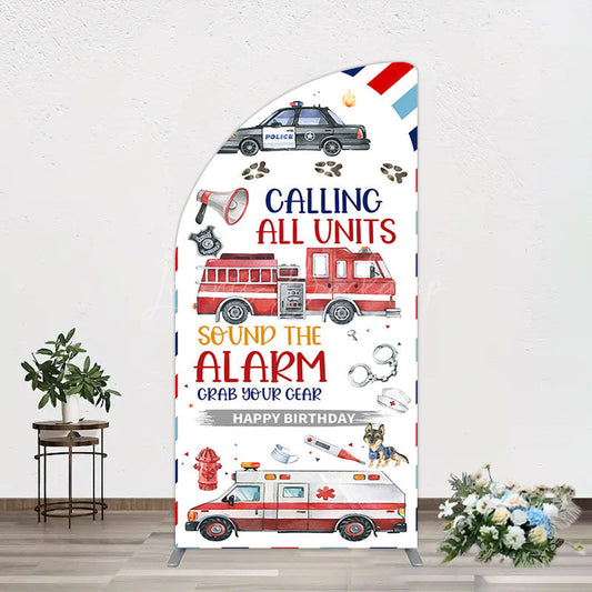 Lofaris Calling All Units Theme Happy Birthday Half Moon Arch Backdrop