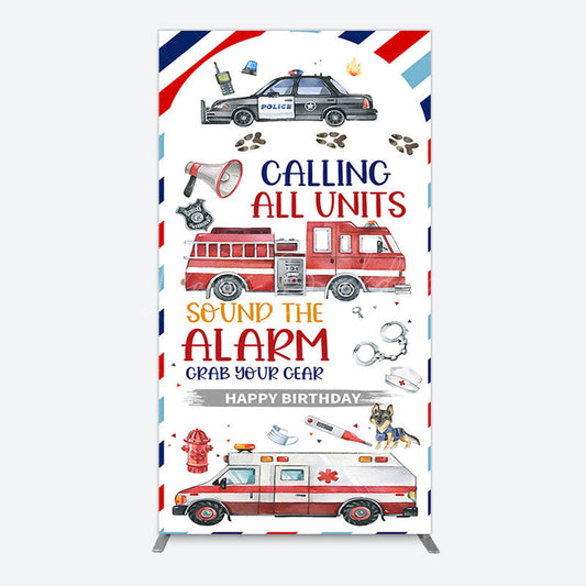 Lofaris Calling All Units Theme Happy Birthday Rectangle Backdrop