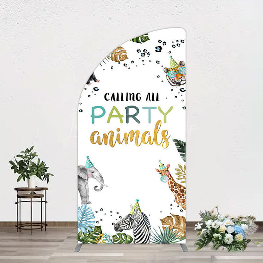 Lofaris Calling Party Animals Jungle Birthday Half Moon Arch Backdrop
