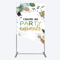 Lofaris Calling Party Animals Jungle Birthday Rectangle Backdrop