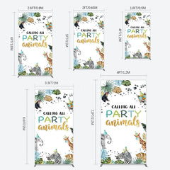 Lofaris Calling Party Animals Jungle Birthday Rectangle Backdrop