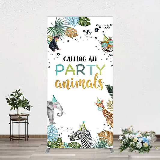 Lofaris Calling Party Animals Jungle Birthday Rectangle Backdrop