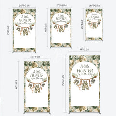 Lofaris Camouflage Woodland Hunter Theme Baby Shower Rectangle Arch Backdrop featuring Overalls and Antlers Decor