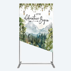 Lofaris Camping Adventure Begin Bear Baby Shower Rectangle Backdrop
