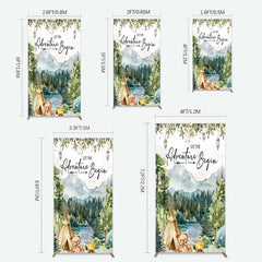 Lofaris Camping Adventure Begin Bear Baby Shower Rectangle Backdrop