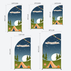 Lofaris Camping Night Forest Happy Birthday Half Moon Arch Backdrop