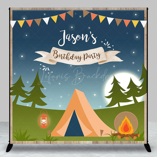Lofaris Camping Night Jungle Flags Custom Birthday Backdrop