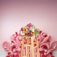 Lofaris Candy Cane Headboard Backdrop Pink Peppermint Background for Girl Sweet Winter Holiday Party Decoration