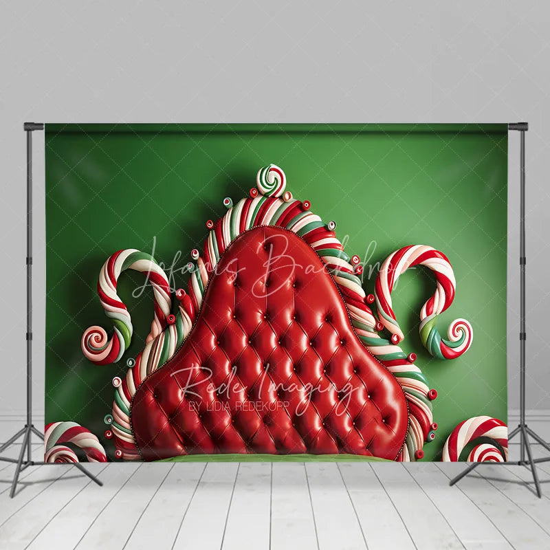 Lofaris Candy Cane Headboard Christmas Backdrop Red Tufted Bed Background Whimsical Sweet Winter Holiday Party Decoration