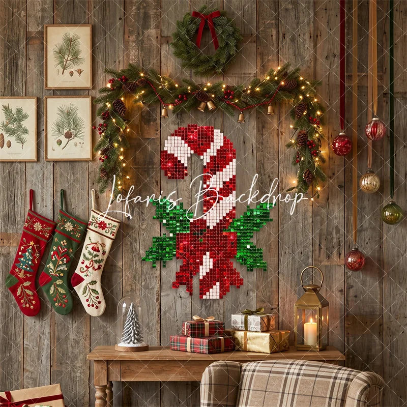 Lofaris Candy Cane Shimmer Wall Backdrop Christmas Holiday Celebration Party Decor