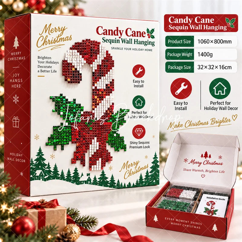 Lofaris Candy Cane Shimmer Wall Backdrop Christmas Holiday Celebration Party Decor