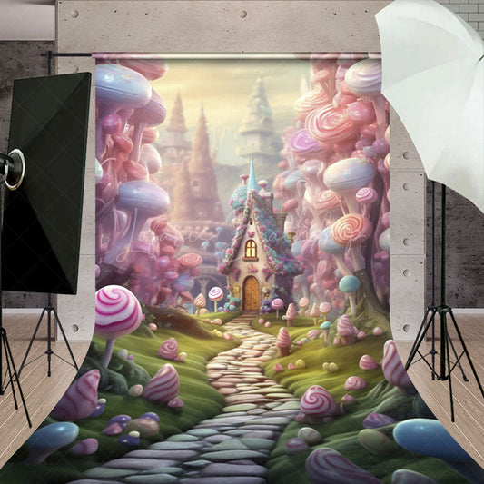 Lofaris Candyland Fairy Tale World Cake Smash Sweep Backdrop