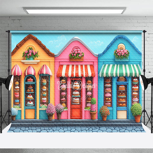 Lofaris Candyland Shop Floral Birthday Cake Smash Backdrop