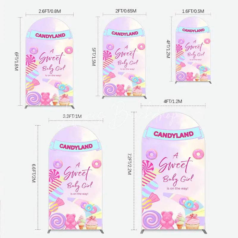Lofaris Candyland Sweet Baby Girl is on the Way Arch Backdrop Pink One Donut and Candy Party Decorations