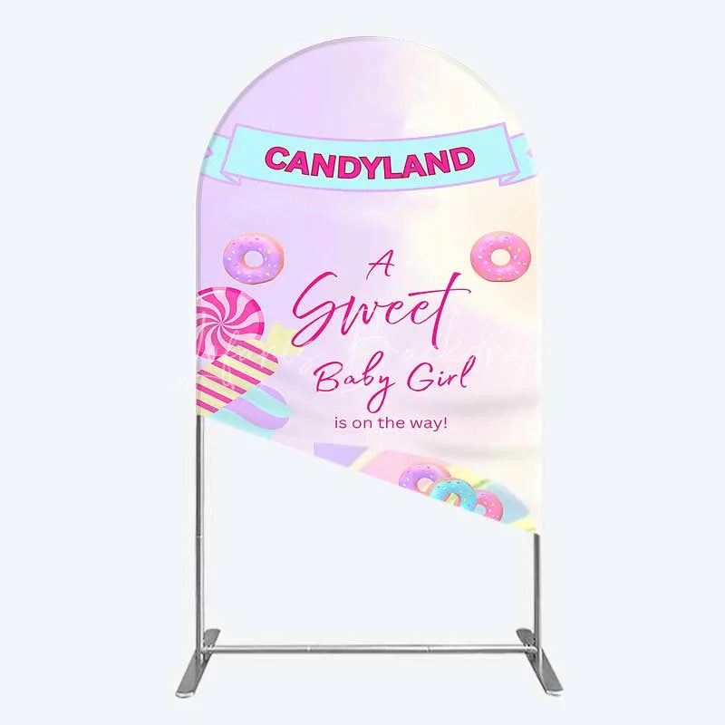 Lofaris Candyland Sweet Baby Girl is on the Way Arch Backdrop Pink One Donut and Candy Party Decorations
