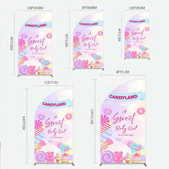 Lofaris Candyland Sweet Baby Girl is on the Way Half Moon Arch Backdrop Pink One Donut and Candy Party Decorations