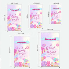 Lofaris Candyland Sweet Baby Girl is on the Way Rectangle Backdrop Pink One Donut and Candy Party Decorations