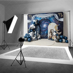 Lofaris Capricorn Zodiac Photography Backdrop Sea-Goat and Galaxy Mountains Birthday Background