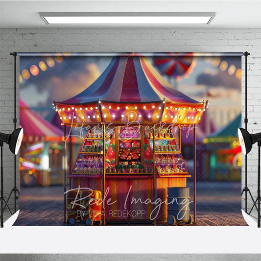 Lofaris Carnival Candy Stand Cake Smash Backdrop Colorful Lights Amusement Park Studio Background