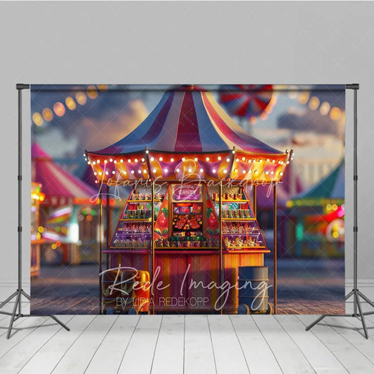 Lofaris Carnival Candy Stand Cake Smash Backdrop Colorful Lights Amusement Park Studio Background