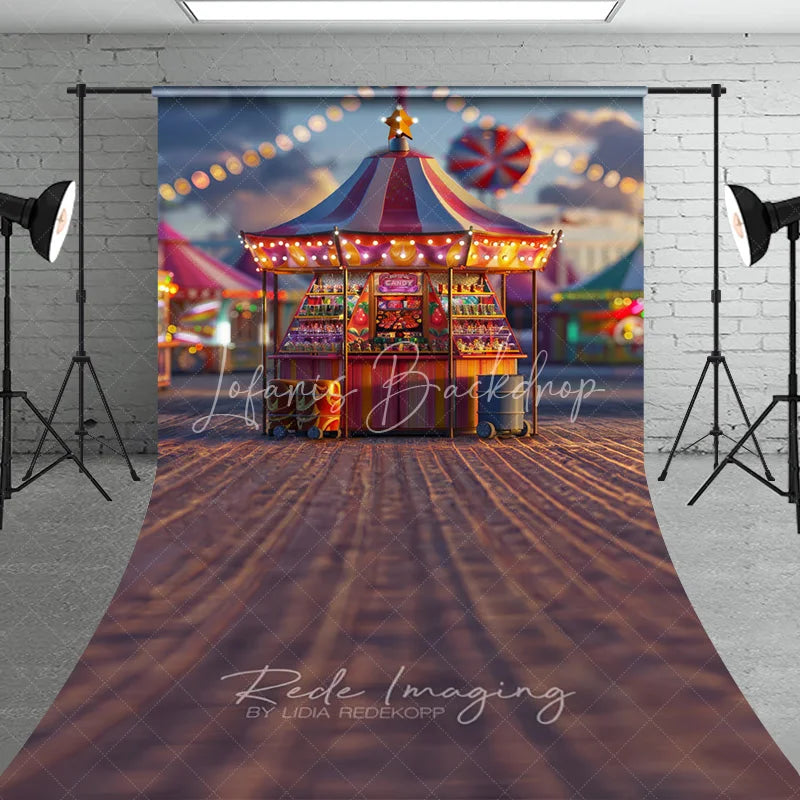 Lofaris Carnival Candy Stand Cake Smash Backdrop Colorful Lights Amusement Park Sweep Portrait Studio Background