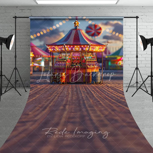 Lofaris Carnival Candy Stand Cake Smash Backdrop Colorful Lights Amusement Park Sweep Portrait Studio Background