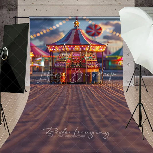 Lofaris Carnival Candy Stand Cake Smash Backdrop Colorful Lights Amusement Park Sweep Portrait Studio Background