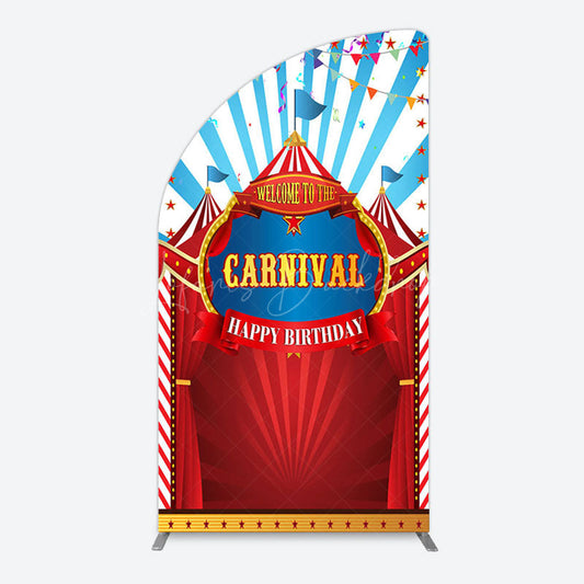 Lofaris Carnival Circus Stage Happy Birthday Half Moon Arch Backdrop