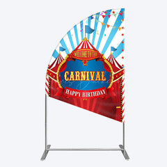 Lofaris Carnival Circus Stage Happy Birthday Half Moon Arch Backdrop