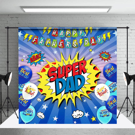 Lofaris Cartoon Balloons Flash Super Dad Fathers Day Backdrop