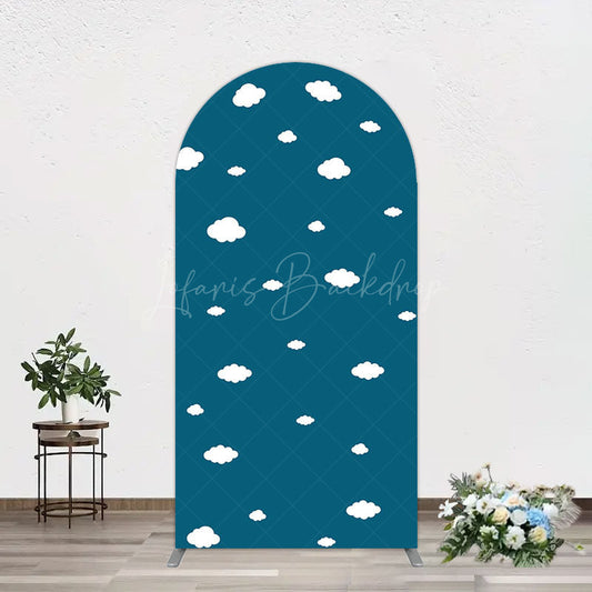 Lofaris Cartoon Blue Sky White Clouds Birthday Arch Backdrop