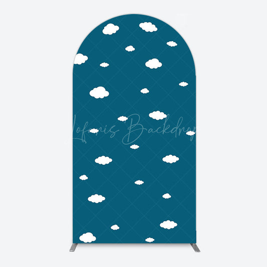 Lofaris Cartoon Blue Sky White Clouds Birthday Arch Backdrop
