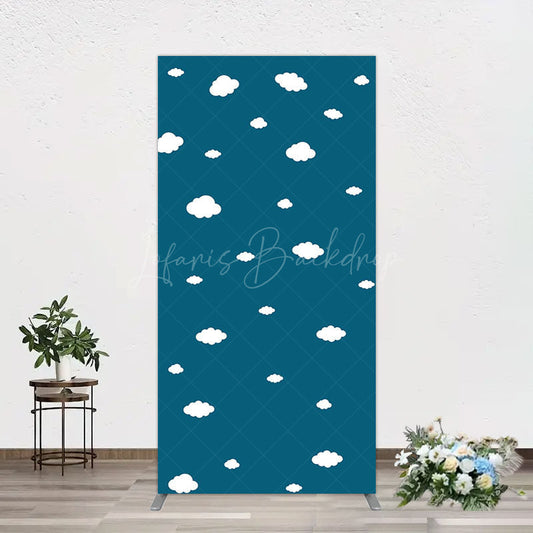 Lofaris Cartoon Blue Sky White Clouds Birthday Rectangle Backdrop