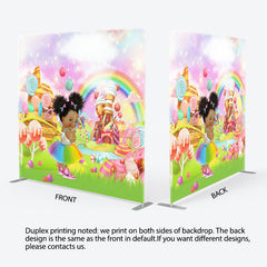 Lofaris Cartoon Candyland Birthday Square Tension Backdrop