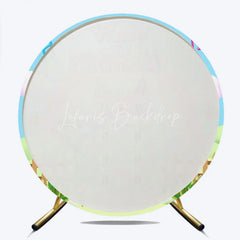 Lofaris Cartoon Cat House Round Backdrop Rainbow Music Note Birthday Decoration Magic Dollhouse Background