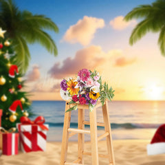 Lofaris Cartoon Coconut Trees Christmas In July Backdrop