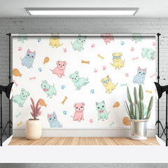 Lofaris Cartoon Dogs Bones Paws Decorative Wall Backdrop