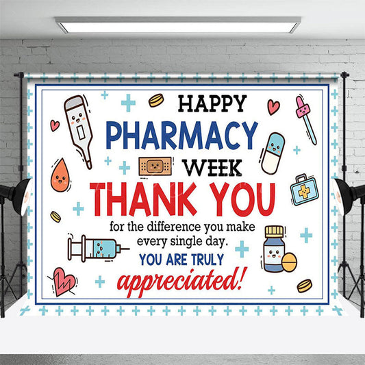 Lofaris Cartoon Happy Pharmacy Week Appreciate All Backdrop