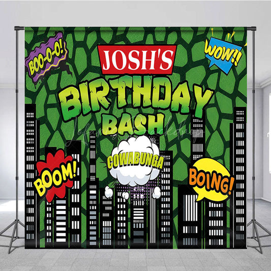 Lofaris Cartoon Modern Building Custom Birthday Backdrop