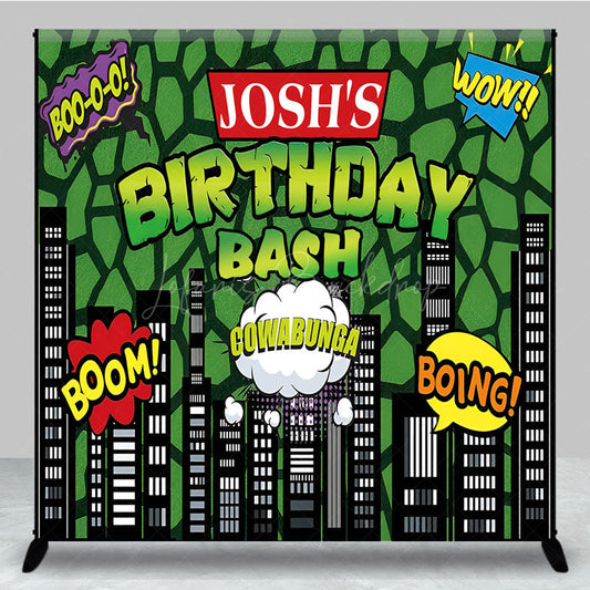 Lofaris Cartoon Modern Building Custom Birthday Backdrop