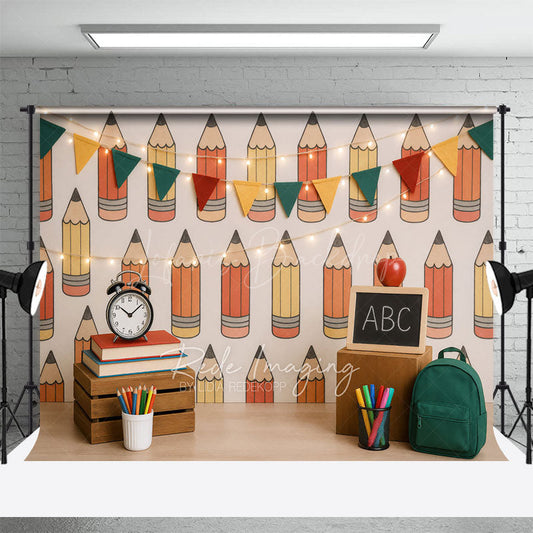 Lofaris Cartoon Pencil Class Theme Cute Cake Smash Backdrop