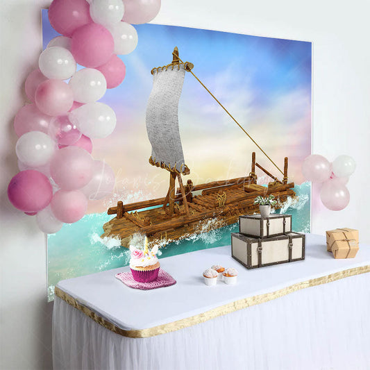 Lofaris Cartoon Sailing Boat Fantasy Drifting Party Backdrop